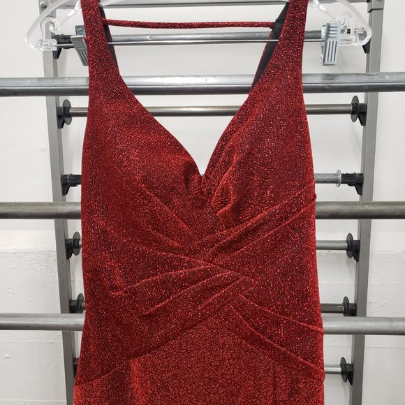 Ellie Wilde Sparkly Red Prom Dress - Picture 5 of 12